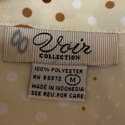 Voir Collection Cream Polka Dot Long Sleeve Button Down Shirt Blosue Top Size M
