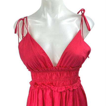 Zara Red Sleeveless V Neck Tie Strap Cami Camisole Tank Fit & Flare Mini Dress S