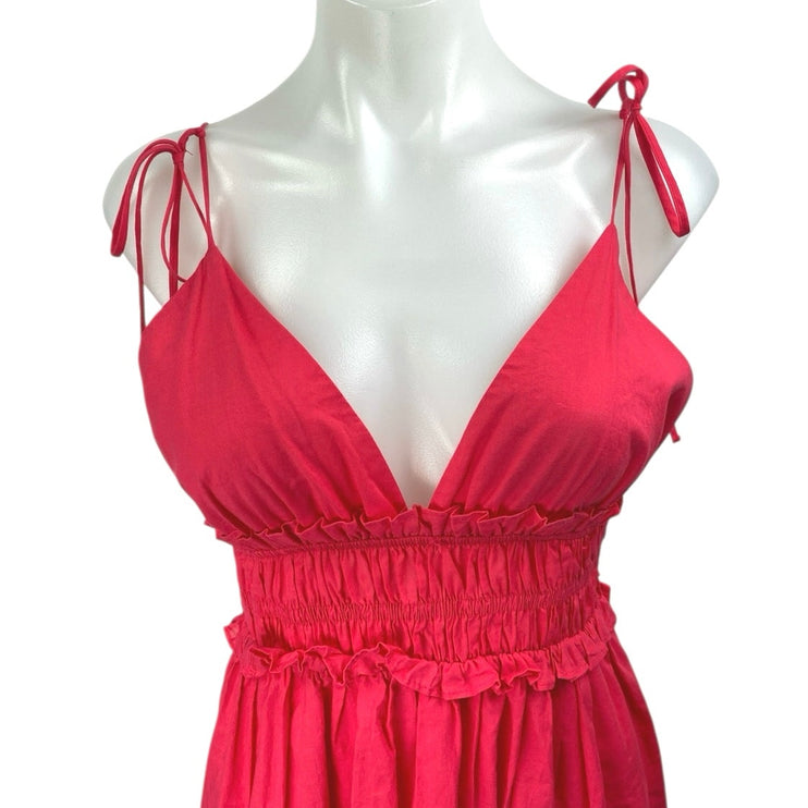 Zara Red Sleeveless V Neck Tie Strap Cami Camisole Tank Fit & Flare Mini Dress S