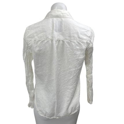 Abercrombie & Fitch Women's White Striped Long Sleeve Button Up Shirt Top Size S