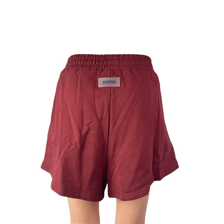 Parke Women's Red High Waisted Pull On A Line Athletic Mini Shorts Size L/XL