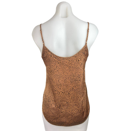 Aritzia Babaton Brown Black Cheetah V Neck Sleeveless Cami Tank Top Size XS