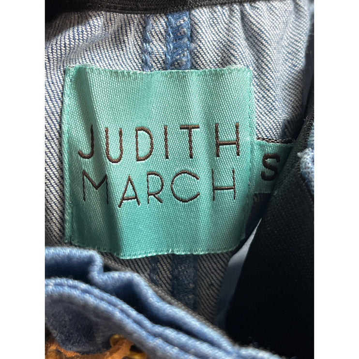 Judith March Women's Blue Lace Up High Rise Flare Bell Bottom Denim Jeans Size S