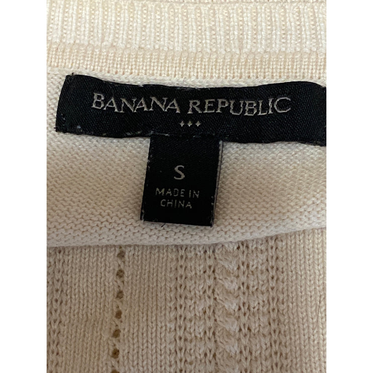 Banana Republic Women's Cream Long Sleeve Crew Neck Knit Sweater Top Size S
