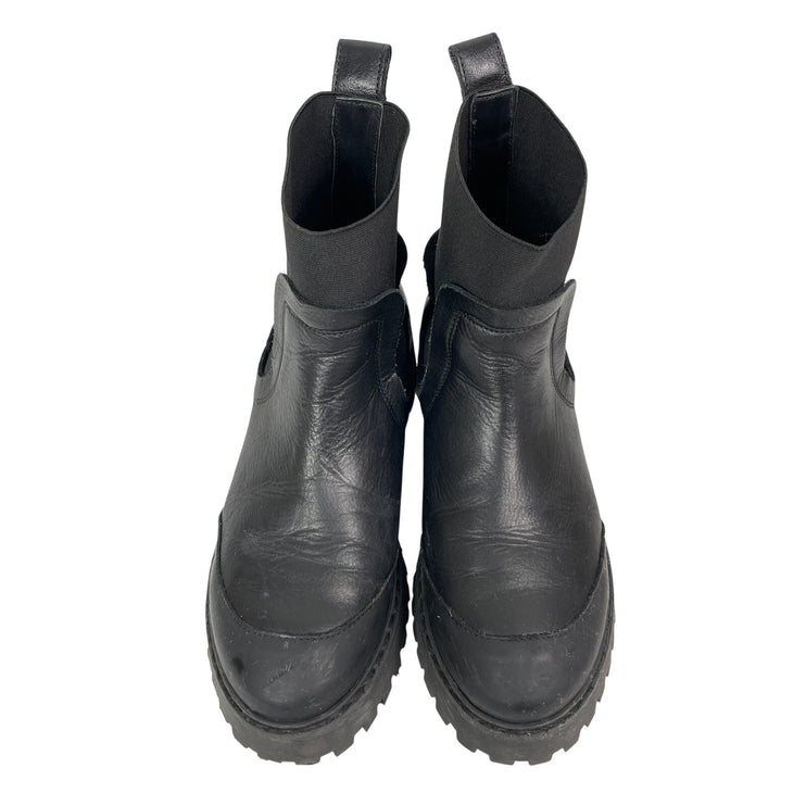 & Other Stories Women's Black Round Toe Chunky Block Heel Chelsea Boots 38 US 7