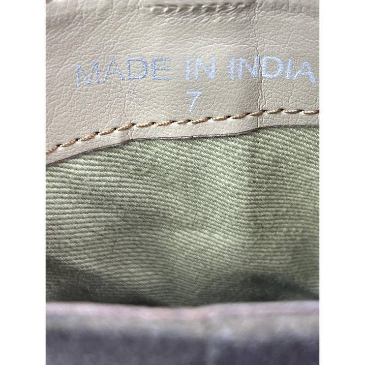 ASOS Beige Leather Suede Chain Pointed Toe Block Heel Ankle Chelsea Boots Size 7