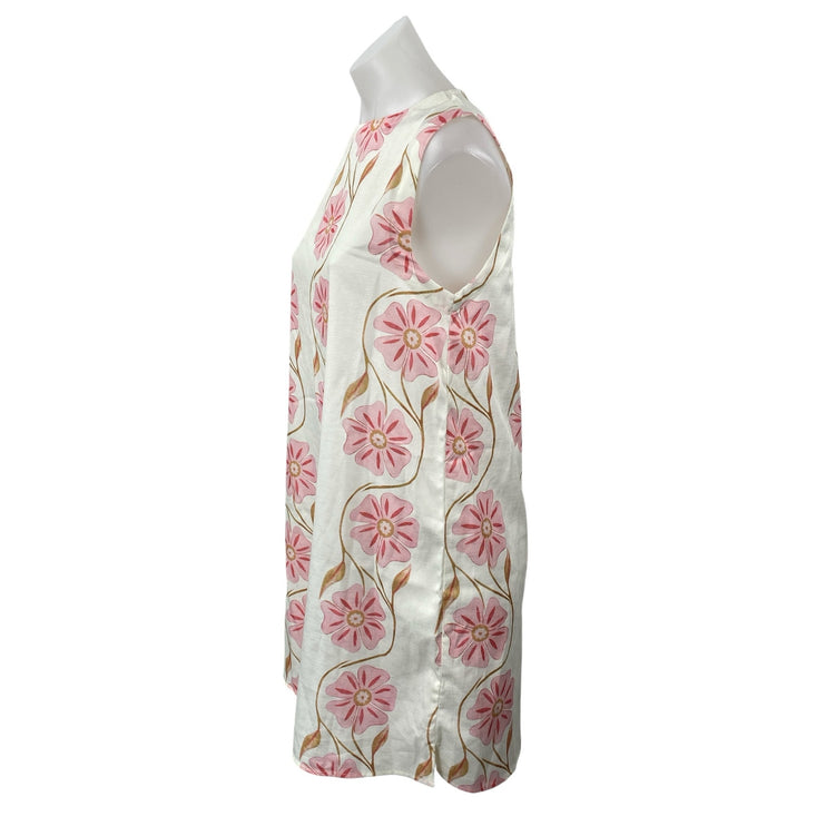 NEW Commense Aftersun Bloom Pink Floral Sleeveless Tunic Mini Tank Shirt Dress M