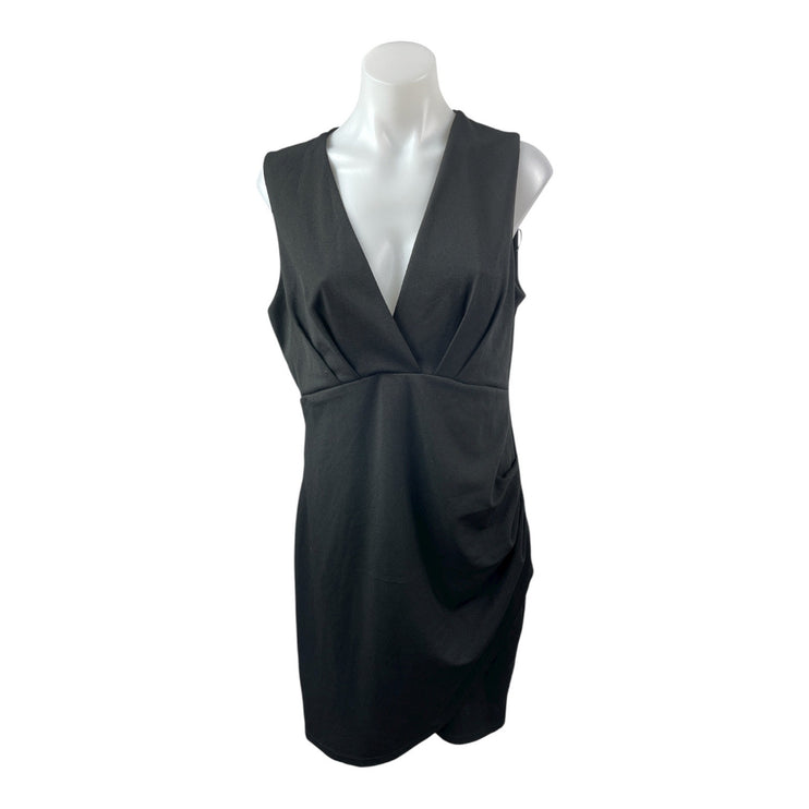 NEW iHot Women's Black Sleeveless Deep V Neck Tank Mini Sheath Dress Size L