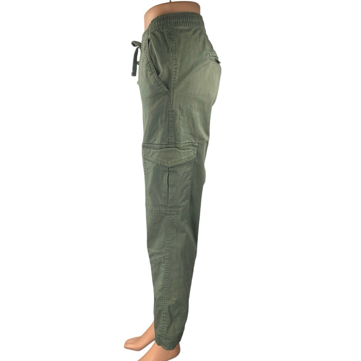 Cotton On Green Straight Leg Elastic Waist Drawstring Trousers Cargo Pants Sz 10