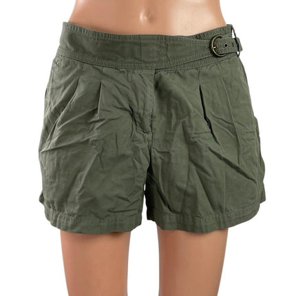 J.Crew Green Mid Rise Belt Buckle Classic Twill Utility Chino Mini Shorts Sz 12