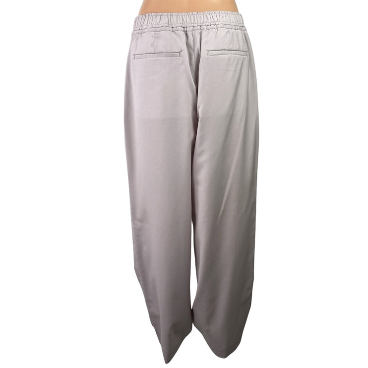 COS 100% Wool Pink Drawstring Elastic Waist Straight Wide Leg Trousers Pants 32