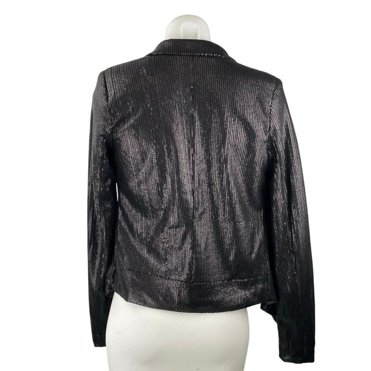 Buffalo David Bitton Women's Black Long Sleeve Sequin Blazer Coat Jacket Size XS