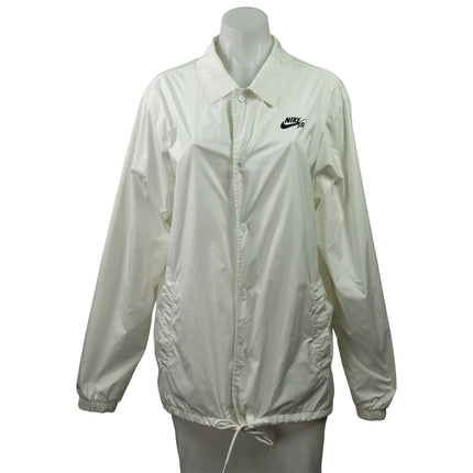 Nike SB Shield Coaches Women White Snap Button Long Sleeve Windbreaketr Jacket S