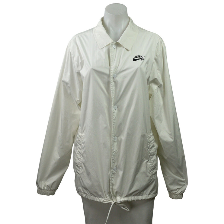 Nike SB Shield Coaches Women White Snap Button Long Sleeve Windbreaketr Jacket S