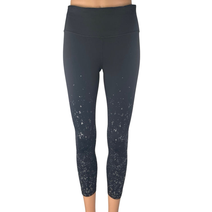 Lululemon Speed Wunder Under Black Speckle Shine Athletic Leggings Pants Size 6