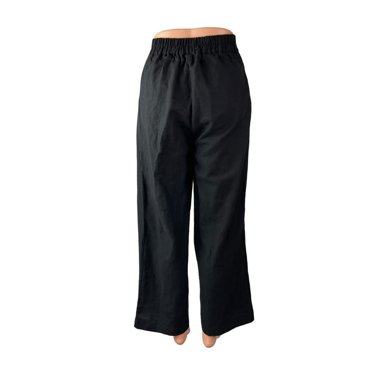 Naning9 Women's Black High Rise Pleated Wide Leg Baggy Trousers Pants Size XS