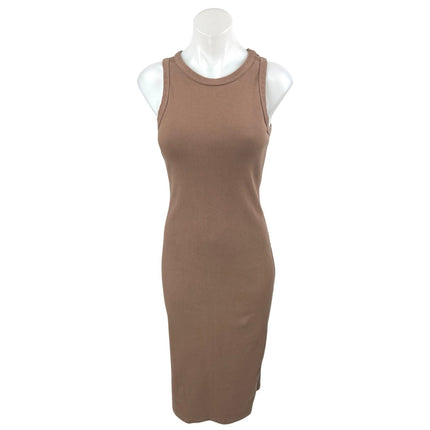 Lulus Brown Knit Sleeveless Round Neck Cami Camisole Tank Midi Dress Size L