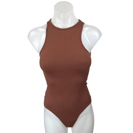 Abercrombie & Fitch Brown Rib Knit Sleeveless Cami Bodysuit Sweater Tank Top XS