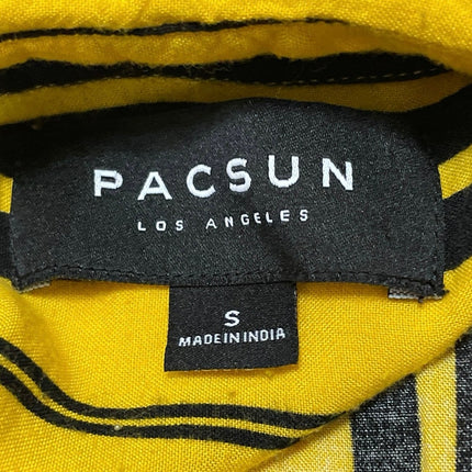 Pacsun Men's Yellow Striped Short Sleeve Collared Button Down Shirt Top Size S