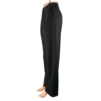 Rebelflow Women's Black High Rise Pleated Wide Leg Baggy Trousers Pants Size S