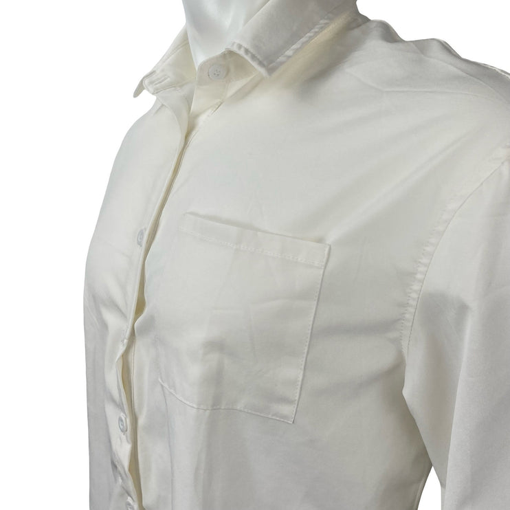 It Men's White Collared Long Sleeve Chest Pocket Casual Button Down Shirt Top S