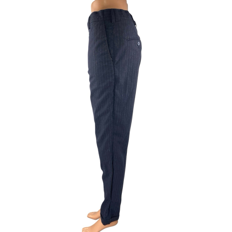 Carven Men's Blue Pinstriped Straight Leg Slim Fit Trousers Suit Dress Pants 38