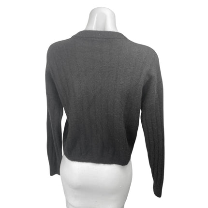 Naadam Women's Black 100% Cashmere Ribbed Knit Long Sleeve Sweater Top Size L