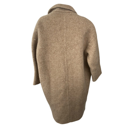 Lattelier 100% Wool Women's Beige Notched Collar Long Sleeve Over Coat Jacket L
