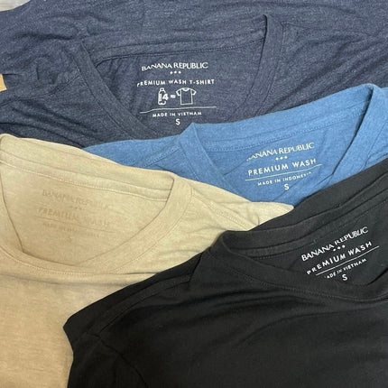 Bundle of 4 Banana Republic Men's Beige Black Blue Crew T Shirt Tee Top Size S