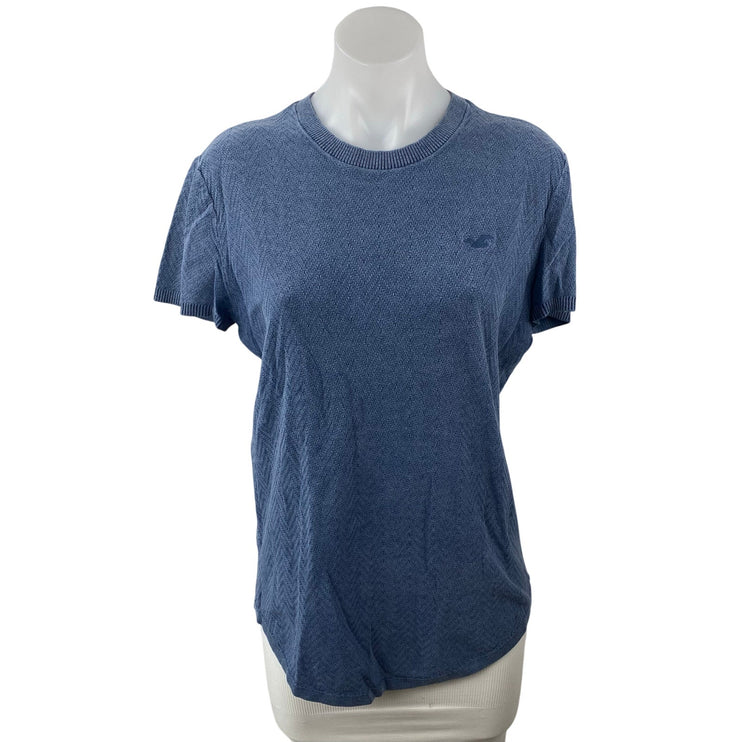 Hollister Icon Blue Chevron Crew Neck Short Sleeve Basic Tee T-Shirt Top Size XS