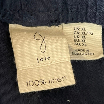 JOIE 100% Linen Womens Navy Blue Drawstring Relaxed Wide Leg Trouser Pants Sz XL