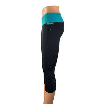 Lululemon Women's Black Blue Colorblock Low Rise Crop Athletic Leggings Pants 6
