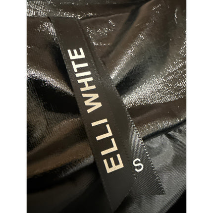 Elli White Black Faux Leather Floral Embroidered Studded Moto Biker Jacket Sz S