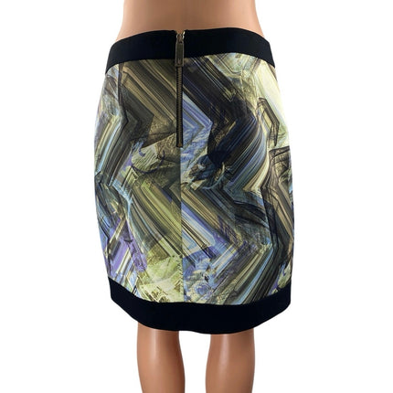 Ted Baker Lucilia Parquet Multicolor Geometric Faux Wrap Pencil Mini Skirt Sz 2