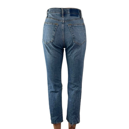 Abercrombie & Fitch The Ankle Straight High Rise Distressed Denim Jeans Size 24