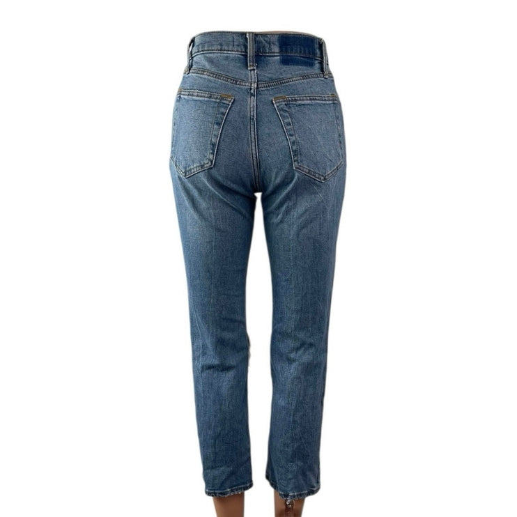 Abercrombie & Fitch The Ankle Straight High Rise Distressed Denim Jeans Size 24