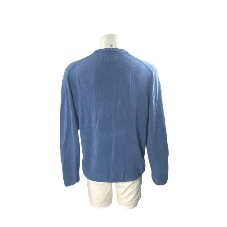US Polo Assn Men's Blue Long Sleeve V Neck Knit Logo Acrylic Sweater Top Size XL