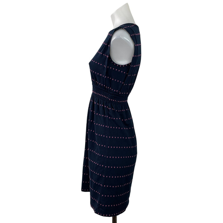 Ann Taylor LOFT Navy Blue Stitch Sleeveless Smocked Waist A Line Mini Dress XXSP
