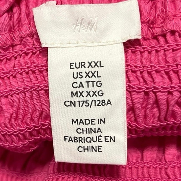 H&M Womens Pink Sleeveless Spaghetti Strap Pleated Beach Midi Sun Dress Size XXL