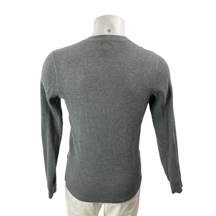 J. Crew Mens Heather Gray Long Sleeves Waffle Knit Henley Pullover Sweater Top M