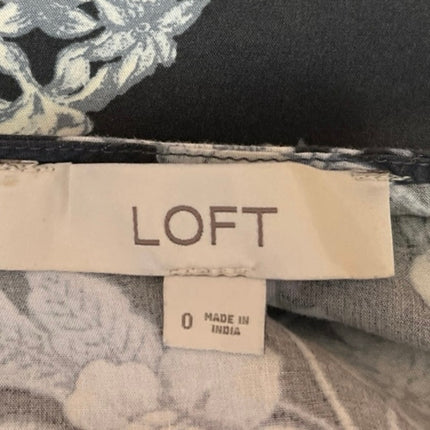 Ann Taylor LOFT Women's Black Gray Floral Ruffle Button Up Mini A Line Dress 0