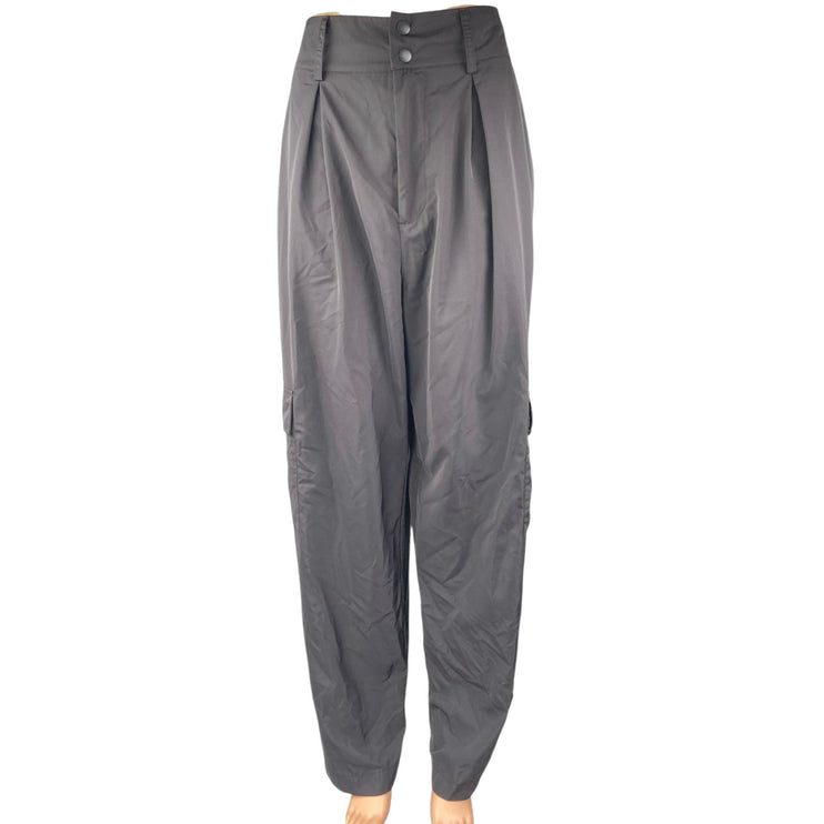 BP. Women's Black High Rise Pleated Wide Leg Baggy Cargo Trousers Pants Size M