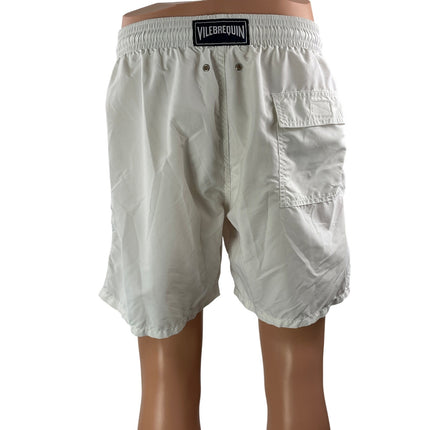 Vilebrequin Men's White Drawstring Mid Rise Swim Trunks Board Shorts Size XL