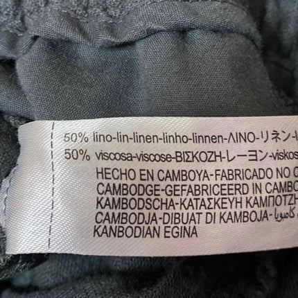 Zara Women's Black Linen Drawstring Tapered Leg Baggy Trousers Joggers Pants S