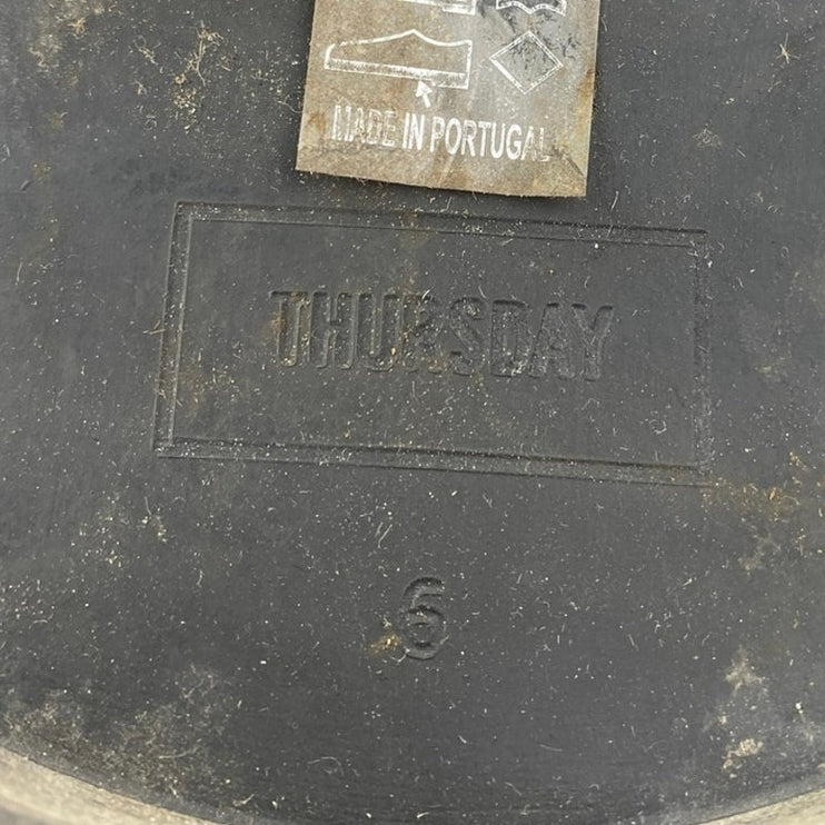 Thursday Women's Black Leather Lace Up Side Zip Chelsea Ankle Combat Boots Sz 6