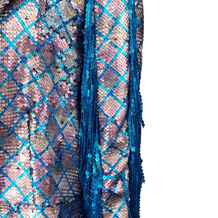 Nasty Gal Premium Mermaid Sequin Fringe Women's Long Sleeve Blazer Coat Jacket 6