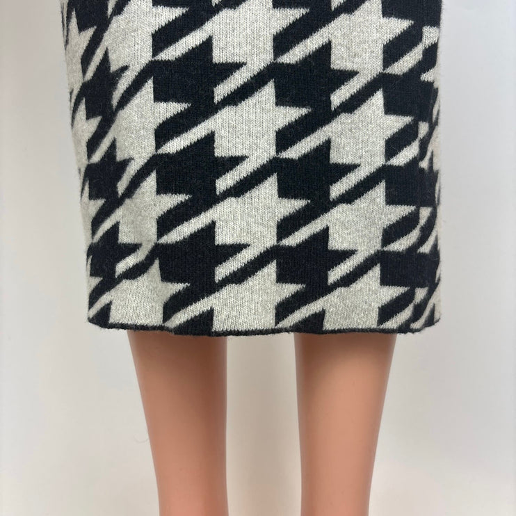 Anine Bing NWT $299 Reese Houndstooth Cashmere Black Grey Midi Skirt Size XS