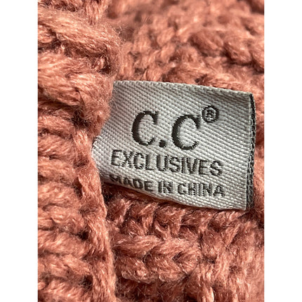 C.C Exclusives Women's Pink Coral Ribbed Knit Winter Bonnet Beanie Hat Cap OS