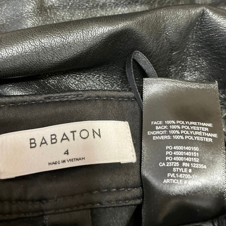 Aritzia Babaton Women's Black Faux Leather Vegan Straight Trouser Pants Size 4