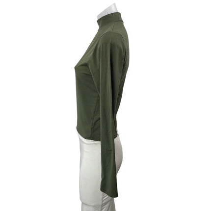 Live In The Moment Women's Olive Green Long Sleeves Mock Neck Tee T-shirt Top S